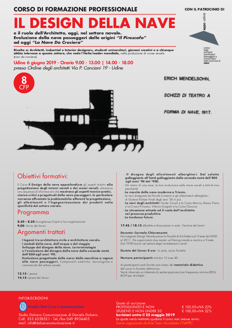 Corso Design della nave 6 giugno 2019 Udine Locandina.4